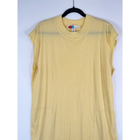 Free People FP Beach Womens Dress Yellow All Day Long Midi T Shirt Slit Medium - Picture 7 of 11
